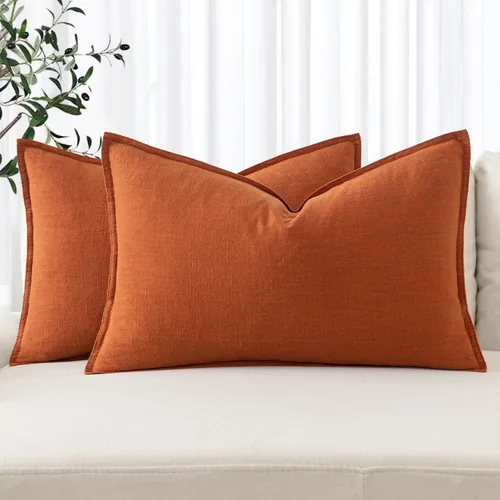 Vista 54 de MIULEE - Juego de 2 fundas de almohada decorativas de lino, estilo bohemio, rústico, neutral, para sofá, cama, 16 x 16 pulgadas, color marrón