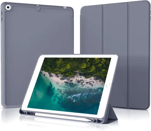 Vista 11 de Aoub Funda para iPad de 9ª/8ª/7ª generación de 10.2 pulgadas, apagado automático/activación delgada, ligera, triple soporte, funda trasera de TPU