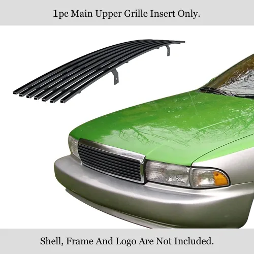 Vista 3 de APS Compatible con Chevy Caprice 1991-1996, parte superior principal, acero inoxidable, negro, 8 x 6, rejilla horizontal para rejilla de inserción