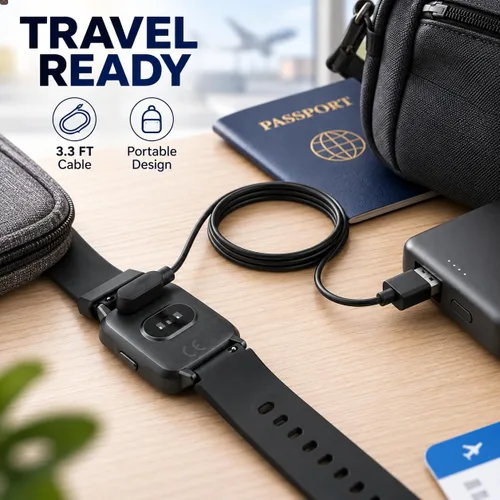 Vista 8 de Compatible con el cable cargador de reloj inteligente Da Fit de 3.3 pies, repuesto de cable de carga USB, cargador para relojes inteligentes Da Fit
