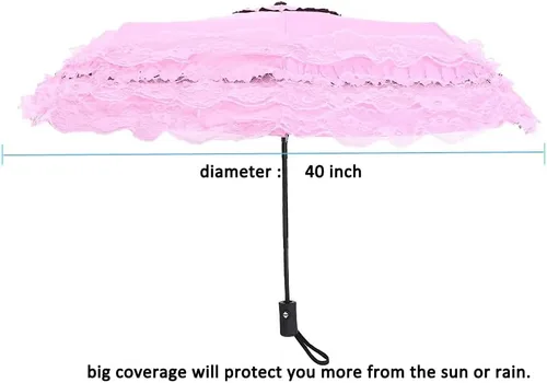 Vista 10 de WENDIN Sombrilla de encaje plegable vintage Paraguas gótico lluvia Anti-UV protección de encaje parasol cúpula Foto Props niñas sombrilla paraguas