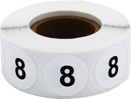Vista 41 de Pegatinas blancas con número 0 de puntos circulares negros, 3/4 pulgadas redondas, 500 etiquetas en un rollo