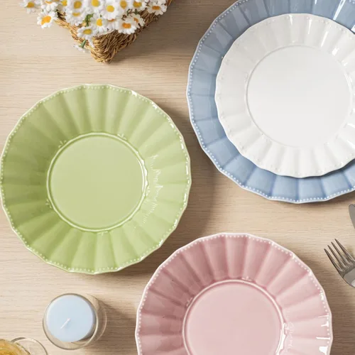 Vista 6 de HOMBENE - Juego de 4 cuencos de cerámica para pasta, de 25 onzas, estilo ondulado, ensaladas, sopa, pasta, fideos, cena, aptos para microondas