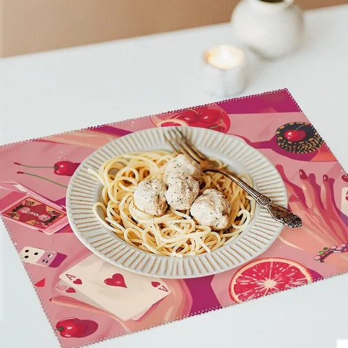 Vista 6 de Poker Night Placemats Set of 6 Resistant Table Mats Washable Place Mats for Dinner Party Table Decoration