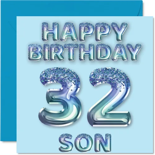 Vista 316 de Stuff4 Tarjeta de primer cumpleaños para niños, globo de fiesta con purpurina azul, tarjetas de feliz cumpleaños para niño de 1 año, nieto, hijo, 57