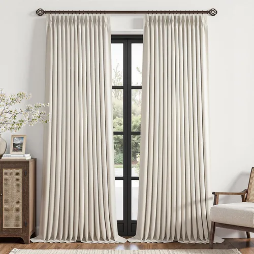 Vista 43 de Topfinel - Cortinas opacas plisadas de 96 pulgadas para dormitorio, 2 paneles Natural