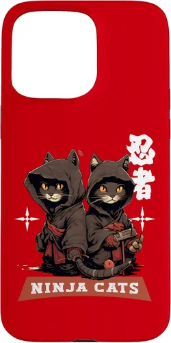 Vista 28 de iPhone 16 Kawaii Japanese Writing Samurai Ninja Cats Samurai Case