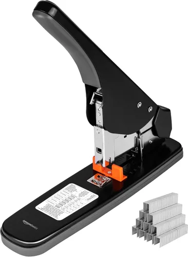 Vista 11 de Amazon Basics Engrapadora resistente, 90 hojas de alta capacidad, engrapadora de oficina grande con 1000 grapas, color negro