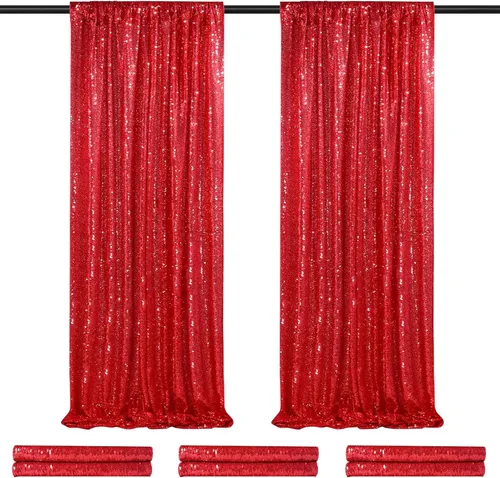 Vista 73 de 2 cortinas de 2 x 8 pies de lentejuelas con brillantina para marco de fotografía, para fiestas o fondos de fotografía