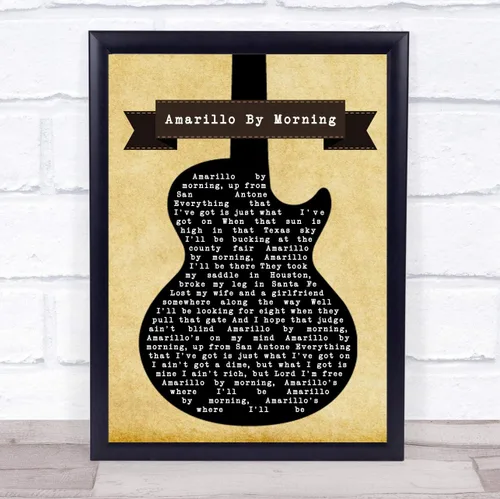 Vista 2 de Amarillo by Morning Black Guitar Song Lyric Wall Art Poster Gift Present Print