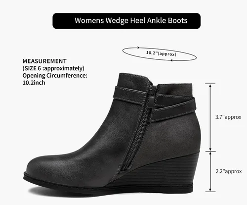 Vista 4 de Jeossy Botas de cuña 9636 para mujer Cómodas botas de cuña con cremallera lateral