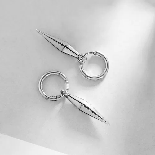 Vista 4 de HZMAN Pendientes de gota punk góticos de acero inoxidable para hombres y mujeres
