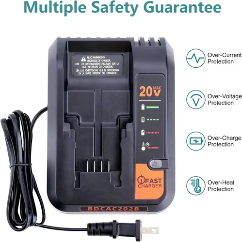 Vista 5 de 20V MAX Fast Battery Charger Compatible with Black and Decker 12V 20V Lithium Battery, Compatible with Black and Decker Lithium Charger 20 Volt