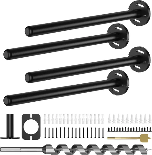 Vista 12 de 4 soportes de pared para estantes flotantes de alta resistencia, soportes invisibles negros para estantería, accesorios decorativos flotantes