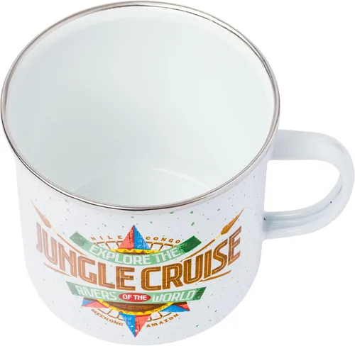 Vista 3 de Silver Buffalo Disney Jungle Cruise Explore Logo - Taza esmaltada para caravana, 21 onzas