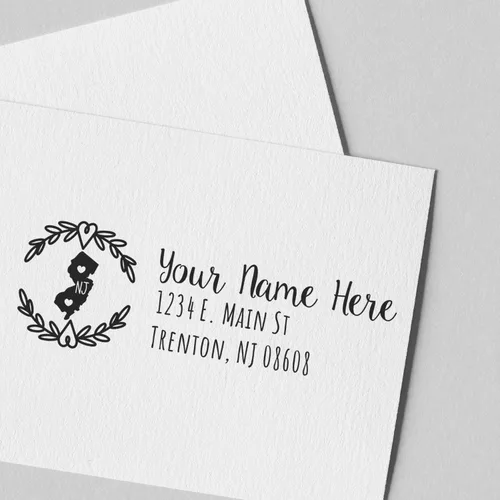 Vista 48 de State of Alabama Wreath Duo Hand Address Stamp - Personalized Rubber Stamp Montaje manual Duo