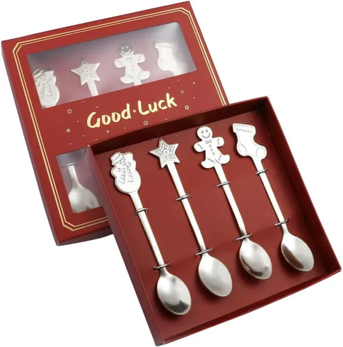 Vista 12 de Juego de cucharas de Navidad, cuchara de café creativa de acero inoxidable, cucharas de té de Navidad para revolver, mezclar, batidos, mermelada