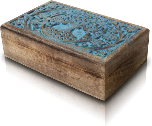 Vista 3 de Grandes ideas de regalo de cumpleaños, caja de joyería decorativa hecha a mano con árbol de la vida, caja del tesoro, organizador de joyas, caja