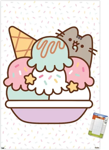 Vista 12 de Trends International Pusheen - Póster de pared de helado, 22.4 pulgadas de largo x 14.7 pulgadas, versión enmarcada en plata Versión con marco