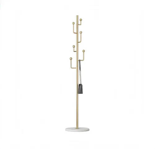 Vista 10 de Moderno perchero de metal con forma de árbol, árbol de pasillo de metal independiente con base de mármol resistente, organizador de entrada