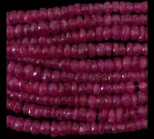 Vista 2 de Krishiv Exports - Cuentas facetadas de rubí natural raras/Cuentas facetadas de rubí/Rubí facetado Rondelle/Rubí Piedra preciosa/Rubí/16 "Strand/2.5