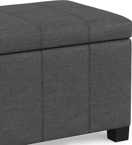 Vista 11 de SIMPLIHOME Dover - Reposapiés con almacenamiento rectangular contemporáneo de 36 pulgadas de ancho en aspecto de lino gris pizarra, tapizado