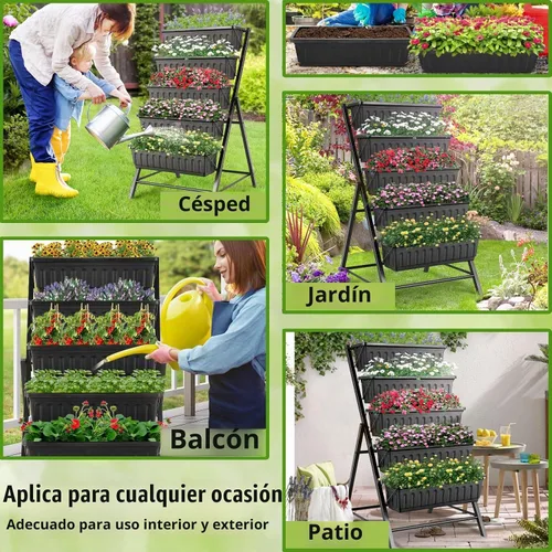 Vista 6 de Homdox Cama de jardín vertical de 3.74 pies, maceta elevada vertical de 5 niveles, 23 x 26 x 45 pulgadas, cama elevada para jardín al aire libre