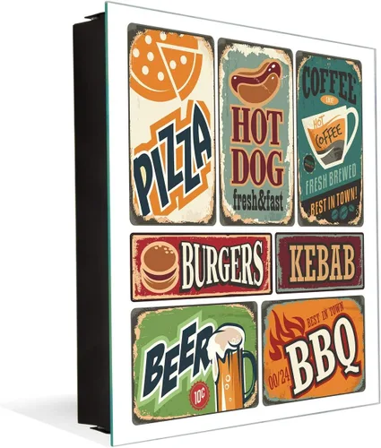 Vista 10 de Concept Crystal Gabinete decorativo de almacenamiento de llaves con tablero blanco de vidrio K10A: pestillo antiguo sin entrada