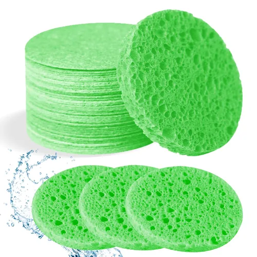 Vista 16 de Esponjas faciales comprimidas de celulosa natural, esponja facial de forma redonda, para limpieza facial, exfoliación y eliminación de maquillaje