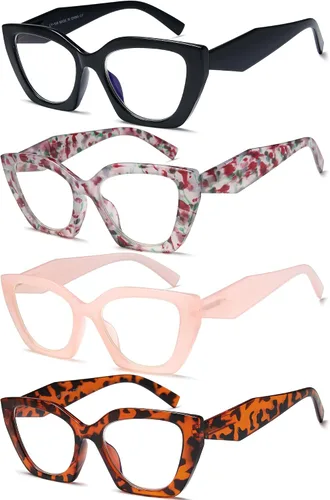 Vista 2 de EYEURL Lentes de lectura de ojo de gato para mujer, estilo Oprah, bloqueo de luz azul, para lectores de computadora de gran