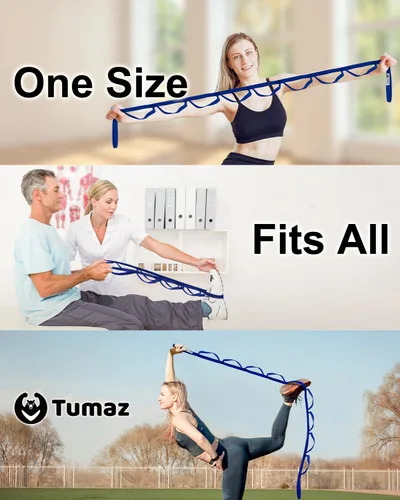 Vista 6 de Tumaz Stretching Strap, 10-Loop Non-Elastic Yoga Strap