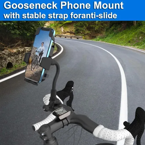 Vista 5 de Goosencek - Soporte para teléfono celular para motocicleta, manillar, bicicleta, moto, pelotón, cinta de correr, soporte para micrófono, scooter