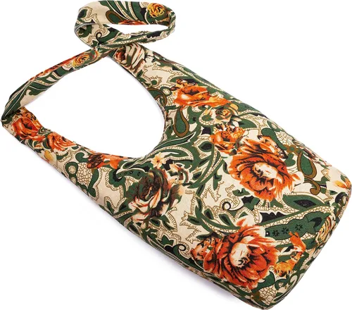 Vista 79 de Bolsa de hombro para mujer, de lona en estilo hippie/bohemio para llevar cruzada al hombro, disponible en diferentes colores y estampados