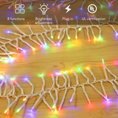 Vista 4 de Guirnalda de 400 luces LED en racimo – 19.56 pies de luces impermeables multicolor para exteriores, tira de luces enchufables para interiores