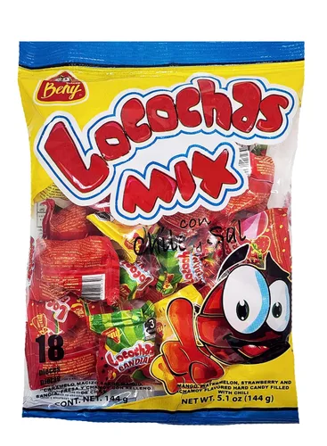 Vista 4 de BENY LOCOCHAS PEG BOLSA DURO DE CARAMELO CON CENTRO DE CHILI EN POLVO DE 5.1 oz, 18 unidades (MANGO)