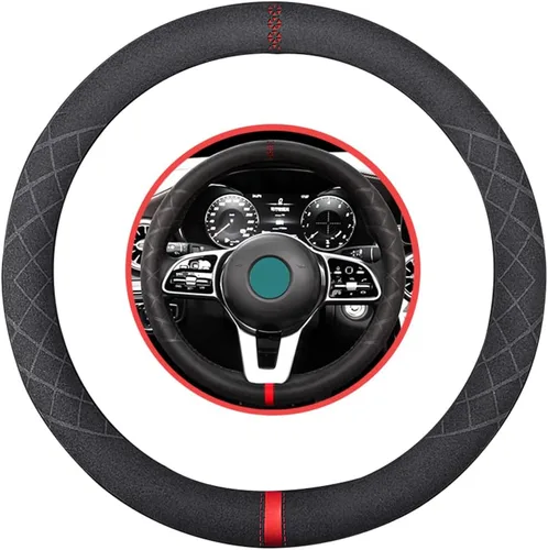 Vista 20 de Funda de volante de gamuza de 14 pulgadas, compatible con Tesla Model 3 Model Y, funda de volante deportiva de cuero gamuza antideslizante