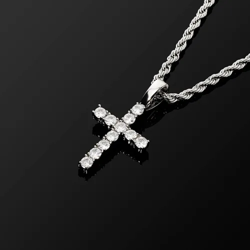 Vista 4 de Cross Necklace for Women 18K Gold Plated Iced Out CZ Crucifix Cross Necklace for Men Dainty Mens Faith Pendant