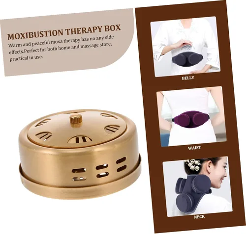 Vista 5 de KOMBIUDA Caja de moxa de cobre portátil, quemador de moxibustión, 1 herramienta de masajeador corporal retro para terapia de acupuntura y alivio
