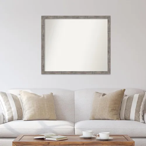 Vista 307 de Amanti Art Silver Bathroom Mirror for Over Sink, 26x35 Custom Made Marred Pewter Rectangle Vanity Mirror, Large Casual Wood Frame, Hangs Horizonally