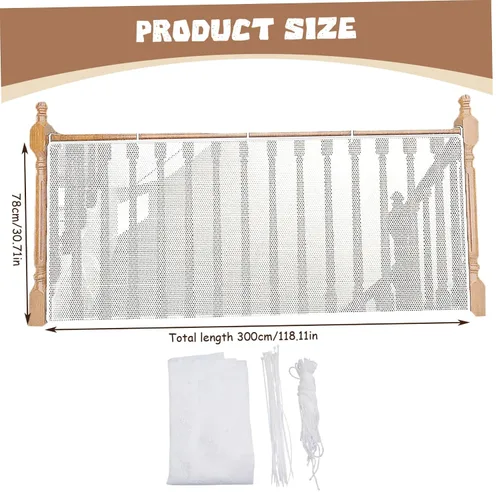 Vista 3 de Puerta de bebé para escaleras, puerta de escalera resistente de 9.8 x 30.7 pulgadas, red de seguridad impermeable para mascotas y niños, protector