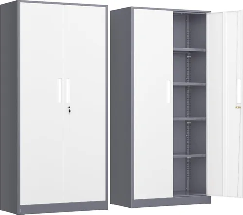 Vista 17 de INTERGREAT Armario de metal Armario, armario de almacenamiento con barra para colgar, armario de 71 pulgadas de alto con puertas, armarios