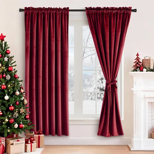 Vista 113 de JIUZHEN Cortinas de terciopelo beige de 63 pulgadas de ancho x 63 pulgadas de largo, cortinas de terciopelo retro suaves con bolsillo para barra