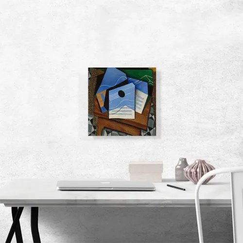 Vista 2 de ARTCANVAS Guitarra en una mesa 1915 lienzo impreso para decoración de pared por Juan Gris - 12 x 12 pulgadas (1.50 pulgadas de profundidad)