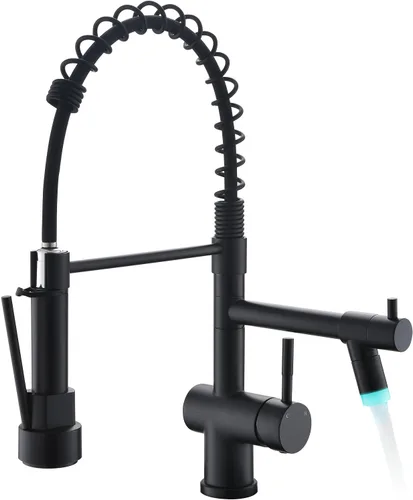 Vista 19 de Grifo de cocina Kicimpro de acero inoxidable con acabado negro mate RO, grifo de filtro de agua para fregadero de 0.59-1.37 pulgadas, grifo