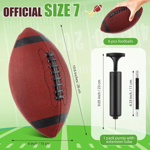 Vista 2 de Jerify Balones de fútbol de cuero compuesto, tamaño oficial, pelota inflable a granel con bomba para interiores y exteriores, regulación de escuela