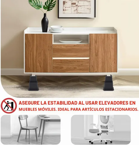 Vista 4 de Elevadores de cama de 8 pulgadas de alta resistencia, elevación en alturas de 3, 5, 8 pulgadas, elevadores de muebles ajustables para sillas, mesas