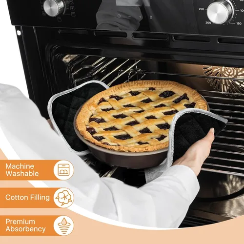 Vista 5 de 24 soportes para ollas a granel para cocina, resistentes al calor, agarraderas de algodón de 7 x 7 pulgadas con bucles para colgar, almohadillas