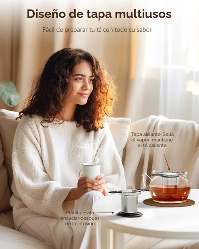 Vista 6 de Reinmoson Coladores y Filtros Grandes para Té Suelto de Una Taza, Infusores de Té de Malla Extra Fina de Acero Inoxidable 304 y Silicona de Grado