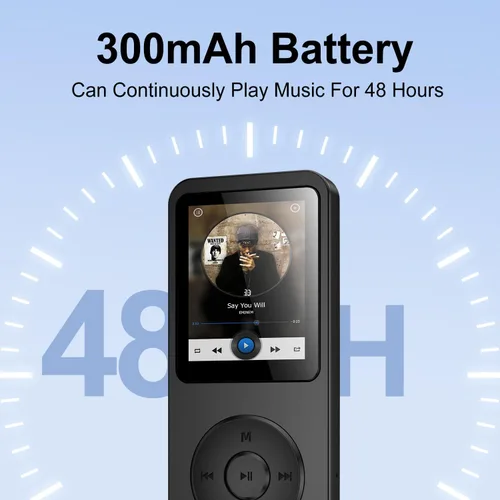 Vista 6 de Reproductor de MP3 de 64 GB con Bluetooth 5.3, pantalla de 1.8 pulgadas, reproductor de música portátil con altavoz, radio FM, grabadora de voz