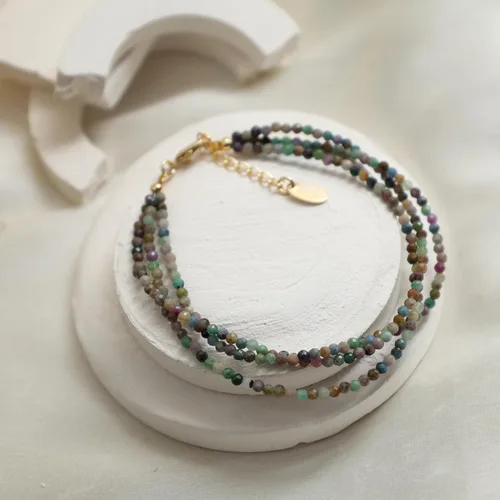Vista 51 de Gempires - Pulseras de cuentas naturales de múltiples hebras, ligeras, hechas a mano, hipoalergénicas, de 8 pulgadas, chapadas en oro, elegantes